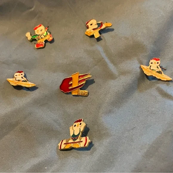 Vintage Chinese Chicken Olympics Pins Set - Picture 1 of 5